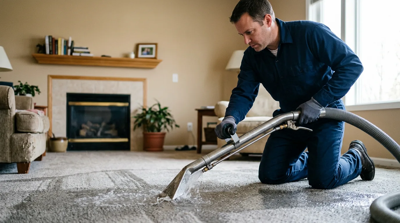 Water damage restoration technician working near Fruitland, UT